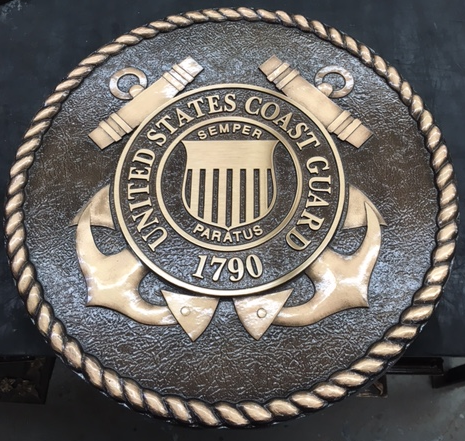 custom 3d sculpted bronze military plaque coast guard