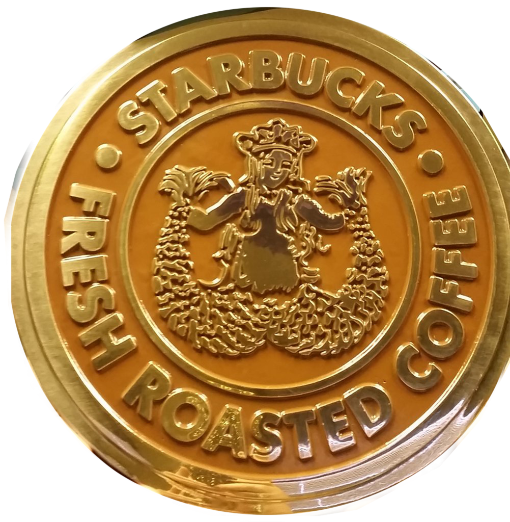 3d sculpted cast bronze seal starbucks gold