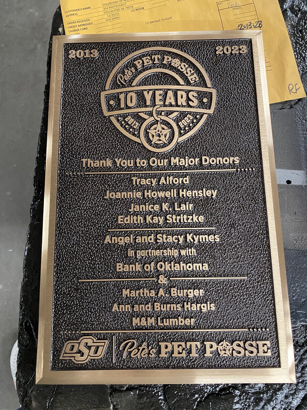 Cast bronze college plaque with custom design