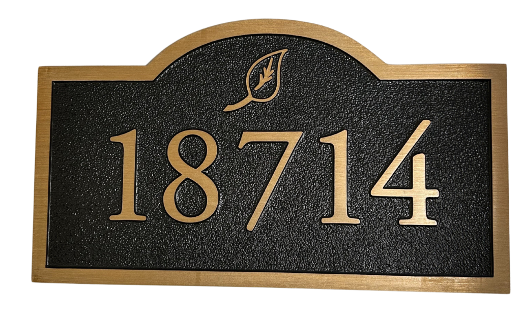 Cast bronze address plaque with satin bronze finish