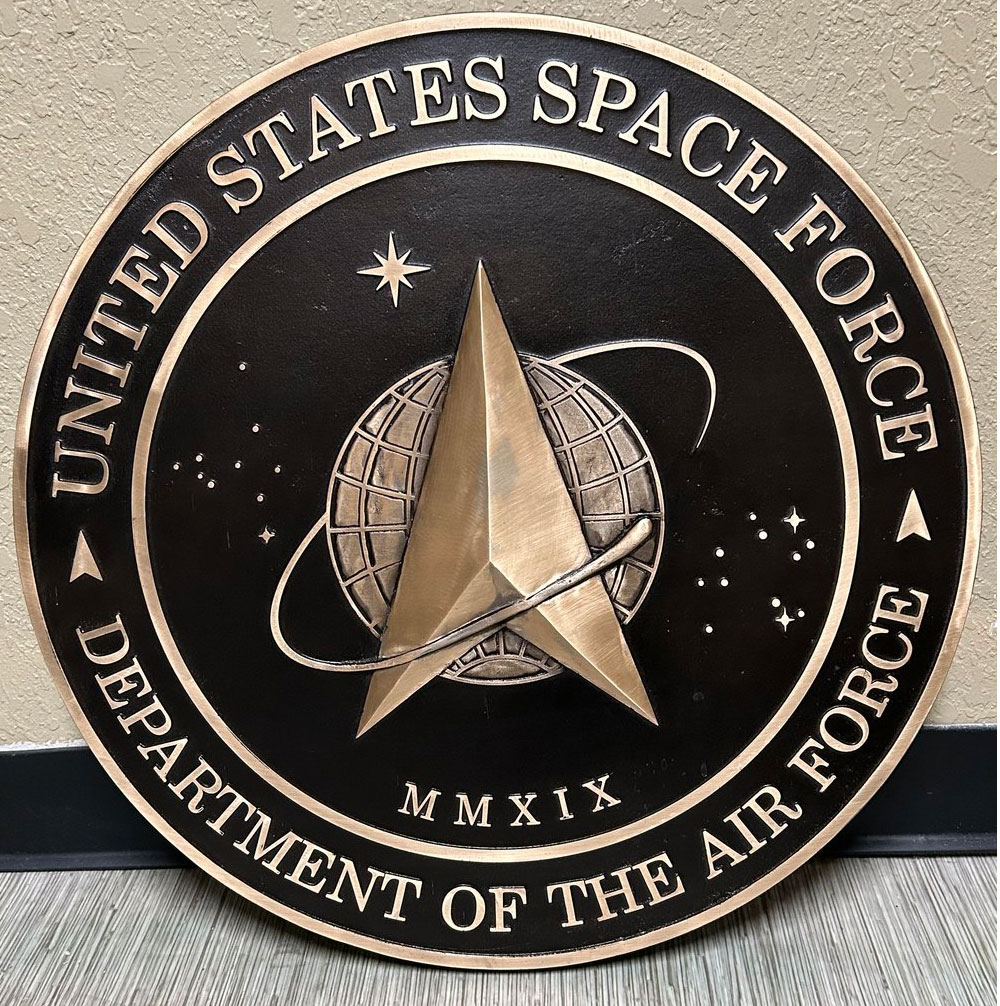 custom 3d sculpted bronze military plaque space force