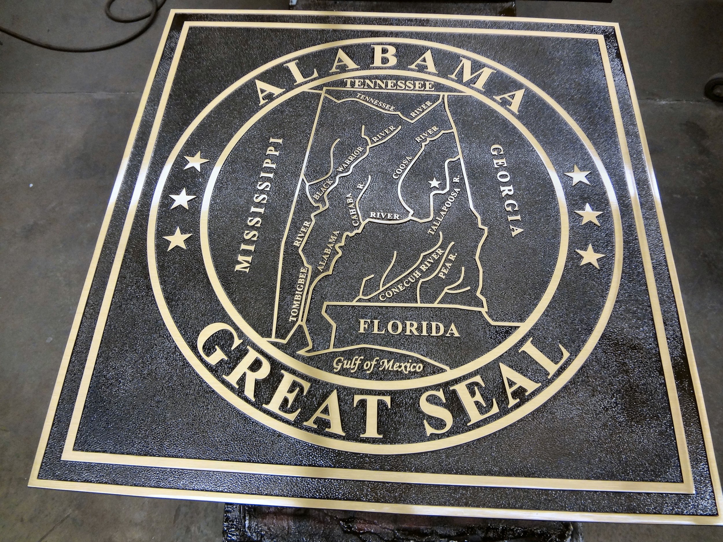 bronze plaque great seal of alabama