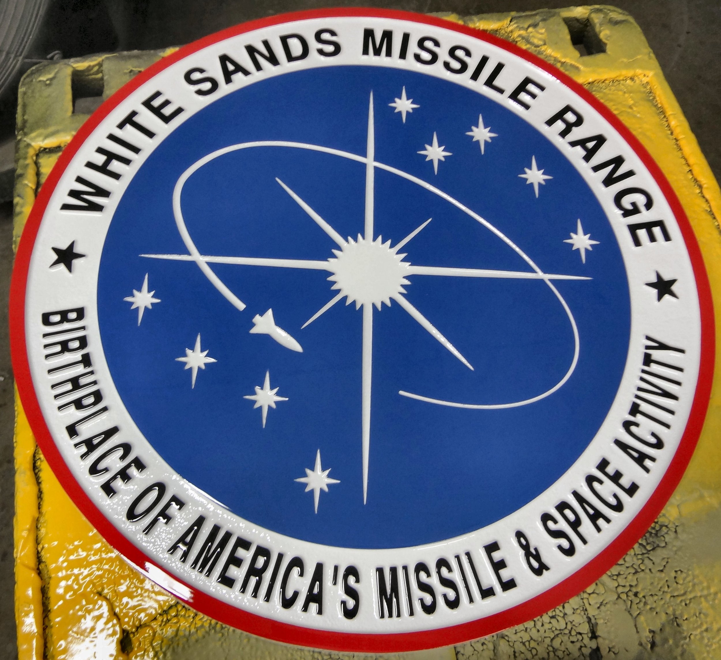 3d sculpted aluminum military plaque missle range and space action