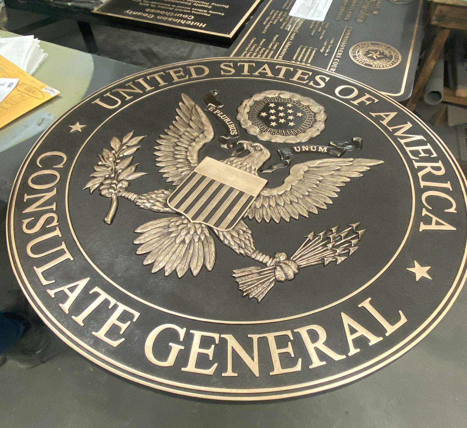 cast bronze military seal consulate general