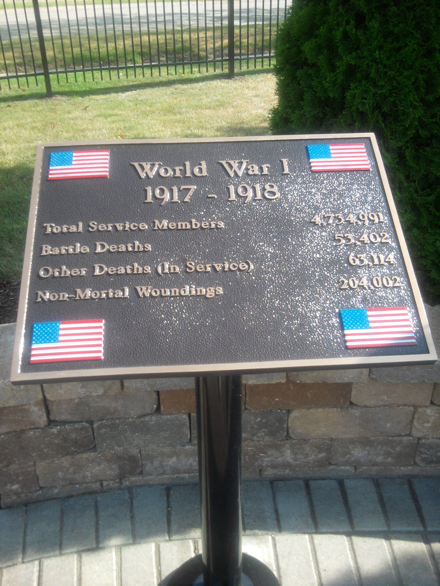 cast bronze military plaque world war 1 painted american flags